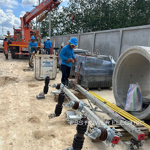 งานปักเสาพาดสายระบบไฟฟ้า 22 KV พร้อมติดตั้งหม้อแปลงขนาด 100 kVA