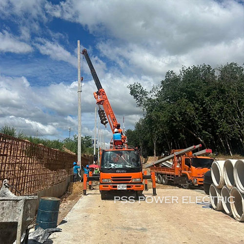 งานปักเสาพาดสายระบบไฟฟ้า 22 KV พร้อมติดตั้งหม้อแปลงขนาด 100 kVA