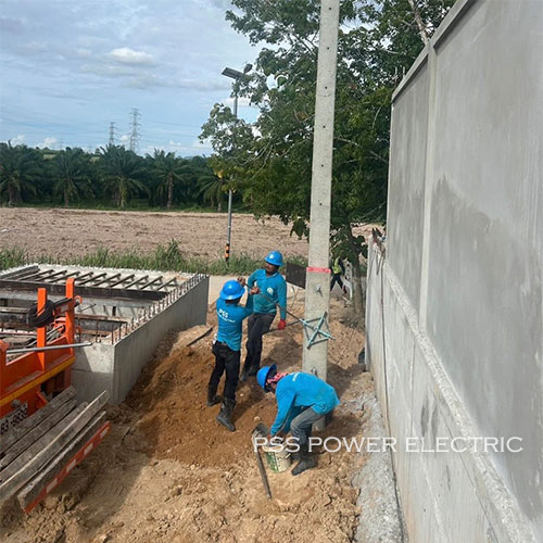 งานปักเสาพาดสายระบบไฟฟ้า 22 KV พร้อมติดตั้งหม้อแปลงขนาด 100 kVA