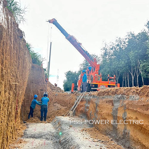 งานปักเสาพาดสายระบบไฟฟ้า 22 KV พร้อมติดตั้งหม้อแปลงขนาด 100 kVA