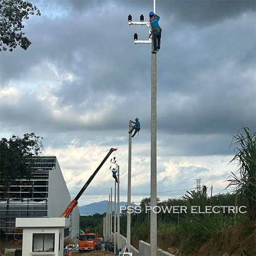 งานปักเสาพาดสายระบบไฟฟ้า 22 KV พร้อมติดตั้งหม้อแปลงขนาด 100 kVA